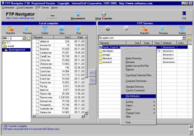 FTP Navigator Screenshot
